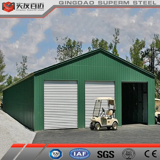 Qingdao Superm Waterproof Insulated Panel Metal Frame Truck Storage Prefabricated Steel Structure Garage