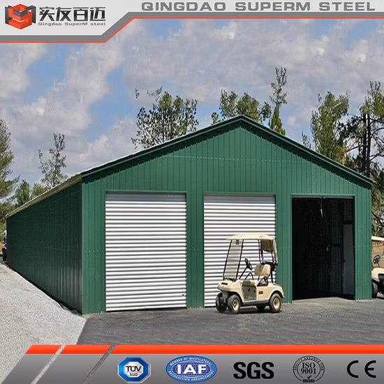 Qingdao Superm Waterproof Insulated Panel Metal Frame Truck Storage Prefabricated Steel Structure Garage
